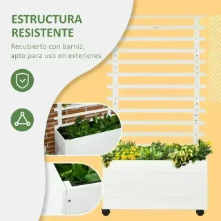 Jardinera con enrejado blanco