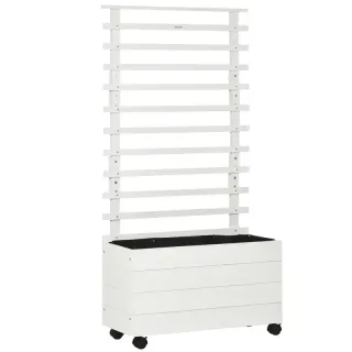 Jardinera con enrejado blanco