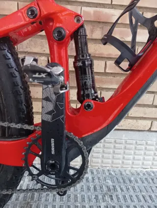 Bicicleta Montaña Doble Suspensión Roja Talla M