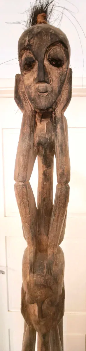 Tótem africano de madera tallada- étnico de 2 mts