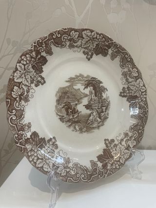 2 Platos La Cartuja de Sevilla Marrón