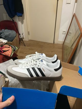 Adidas Samba Blancas y Grises talla 37 1/3