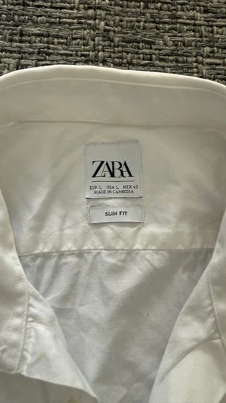 Camisa Zara Slim Fit Talla L Blanca