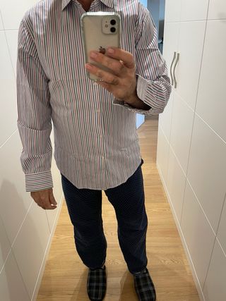 Camisa Hackett Rayas Azul, Morado y Blanco Talla L