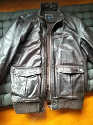 Chaquetón de piel para hombre elásticos en cintura