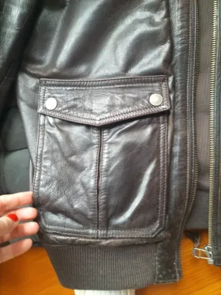 Chaquetón de piel para hombre elásticos en cintura