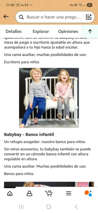 Cuna colecho blanca con colchón babybay