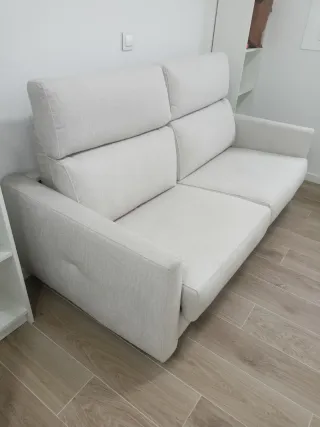 Sofá Cama Beige/Blanco Tela