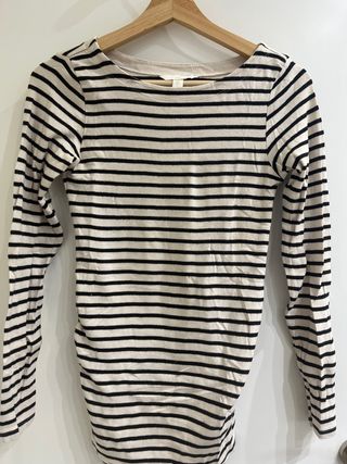 Camiseta lactancia rayas beige y negro