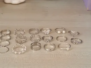 Set 18 Anelli color Argento Regolabili e non