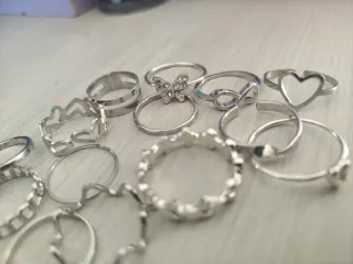 Set 18 Anelli color Argento Regolabili e non