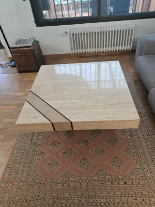 Mesa de centro mármol travertino.