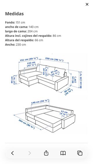 Sofá Cama Gris Ikea Friheten con Almacenamiento