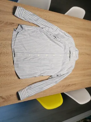 Camisa Emidio Tucci (rayas azul/blanco, talla M).