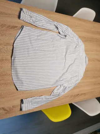 Camisa Emidio Tucci (rayas azul/blanco, talla M).