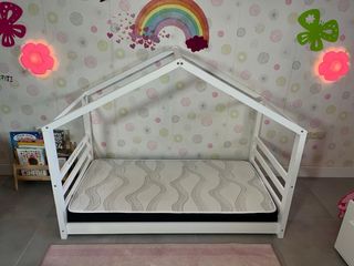 Cama infantil casita madera blanca