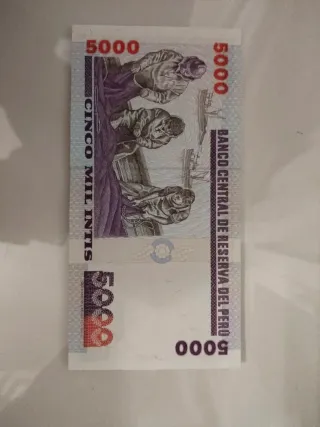 Billete 5000 Intis Peruanos 1988