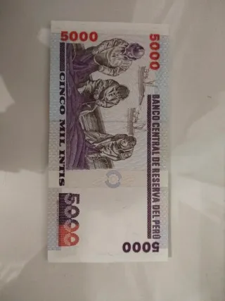 Billete 5000 Intis Peruanos 1988