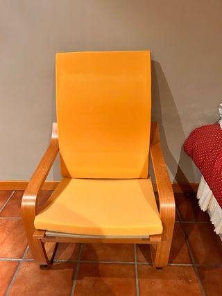 Butaca Hamaca Ikea Madera y Tela Naranja
