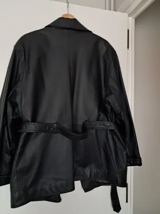 Chaquetón Piel Negro Mujer Cuello Extraíble