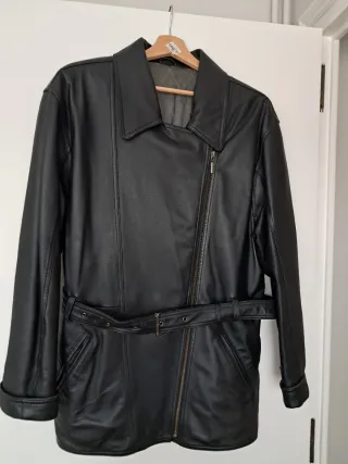 Chaquetón Piel Negro Mujer Cuello Extraíble