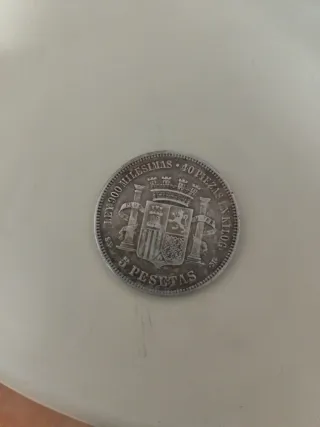 Moneda 5 Pesetas Plata 1870 España