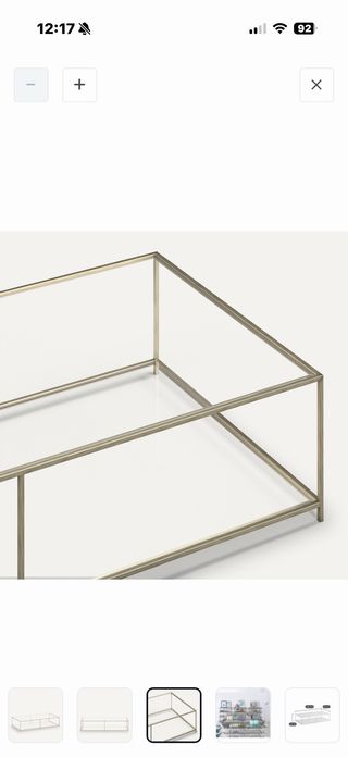 Mesa de centro cristal y metal dorado