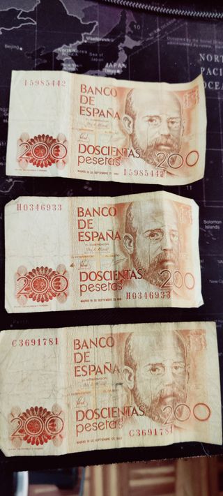 Billetes 200 pesetas 1980 (3 uni. Precio negociabl