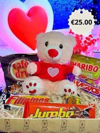 Regalo San Valentín Oso Peluche y Chocolate