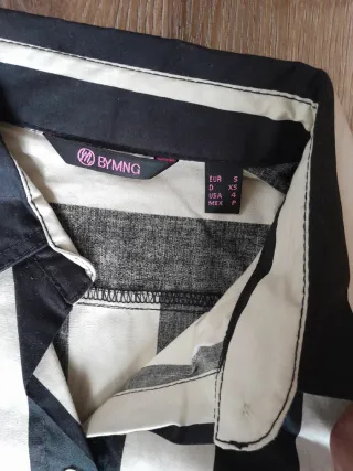 Camisa Mango Rayas Blanco y Negro