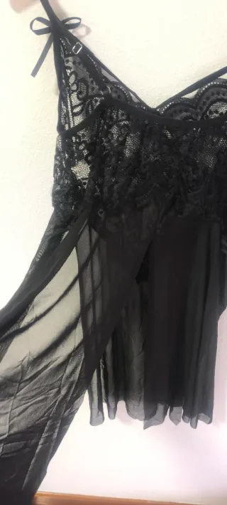 Conjunto Lenceria Negro Talla L Encaje