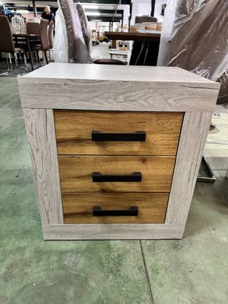 Mesita de noche 3 cajones madera
