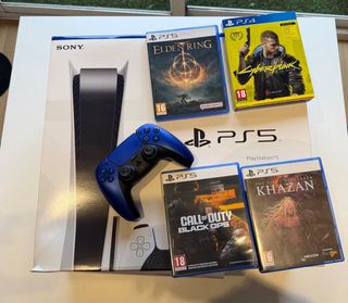 Consola PS5 (lector) + Dualsense Azul + juego