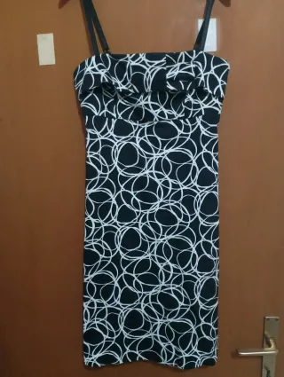 Vestito donna tg 40 nero con pois bianchi