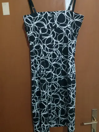 Vestito donna tg 40 nero con pois bianchi