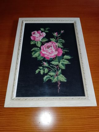 Cuadro Punto de Cruz Flores Rosas