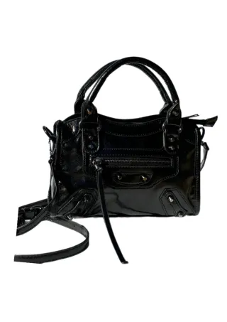 Bolso negro charol, bolso doble asa,bolso elegante