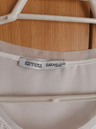 Blusa Zara Talla S Encaje Blanco