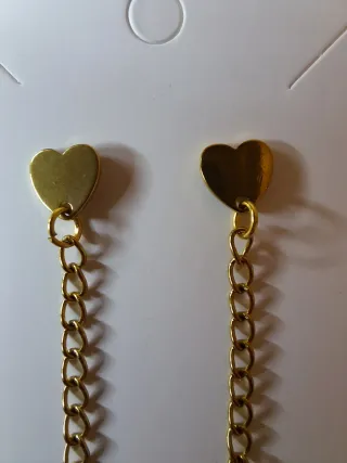 Orecchini pendenti cuore rosso oro