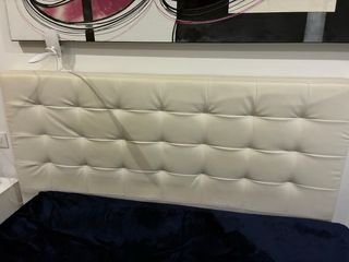 Cabecero Cama 150 Blanco Piel Sintética