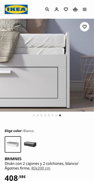 BRIMNES Diván Blanco con Cajones