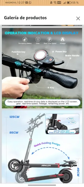 Patinete eléctrico HITWAY plegable