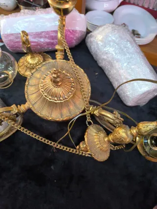 Lámpara araña antigua 3 brazos