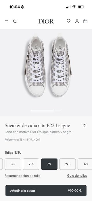 Dior B23 League Sneaker caña alta T.39