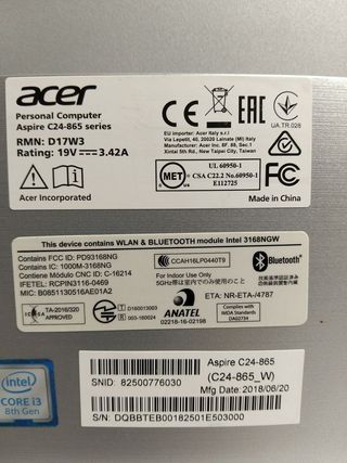 Acer Aspire C24-865 All-in-One 23.8″ i3 8GB 1TB Full HD