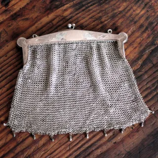 Bolso de malla de plata antiguo