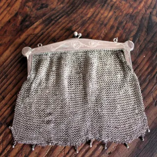 Bolso de malla de plata antiguo