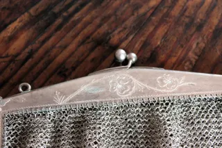 Bolso de malla de plata antiguo
