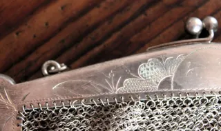 Bolso de malla de plata antiguo