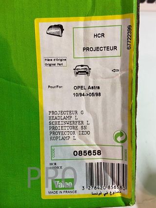 Opel astra F faro del izqd ref: 085658